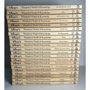 VTG Disney "Wonderful World of Knowledge" 1973 full set 1-20 & 1978 Yearbook EUC